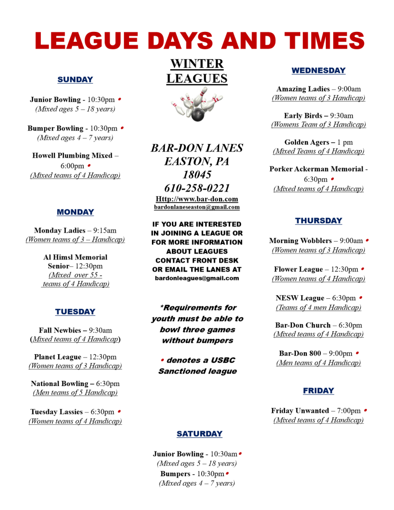 League Information 2
